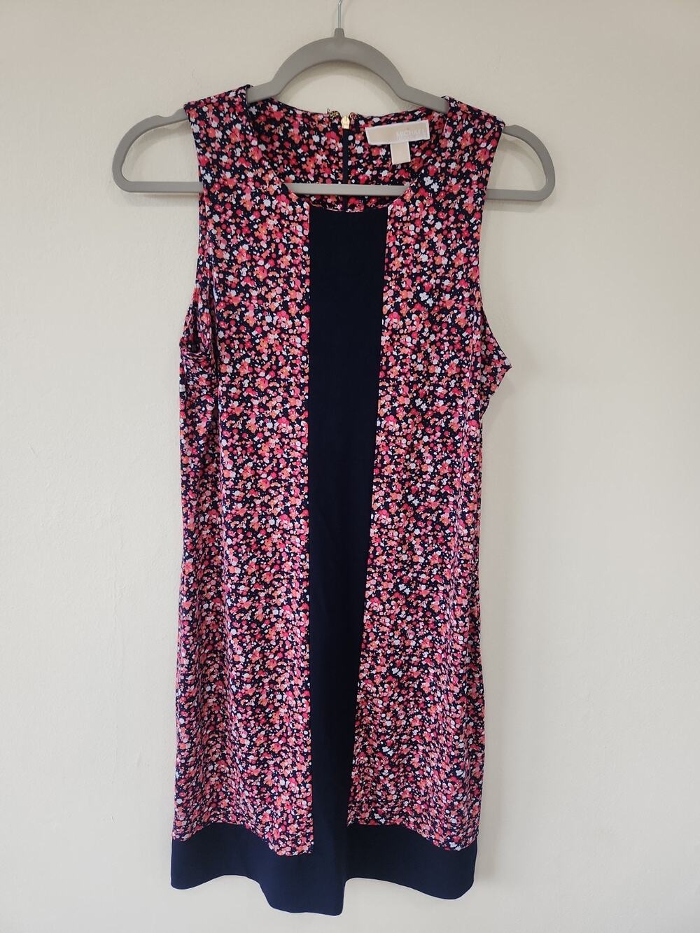 Michael Kors MMK M Shift Dress Blue Pink Paisley Sleeveless Knee Length